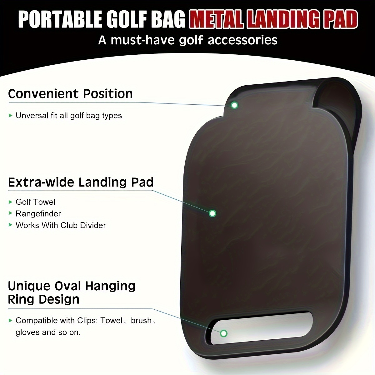 Golf Rangefinder - Manyetik Golf Çantası İniş Pedi (9*8